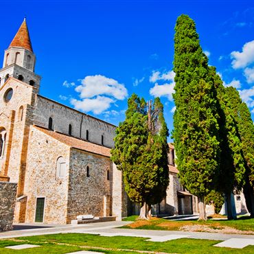 4K Drone View Basilica Aquileia